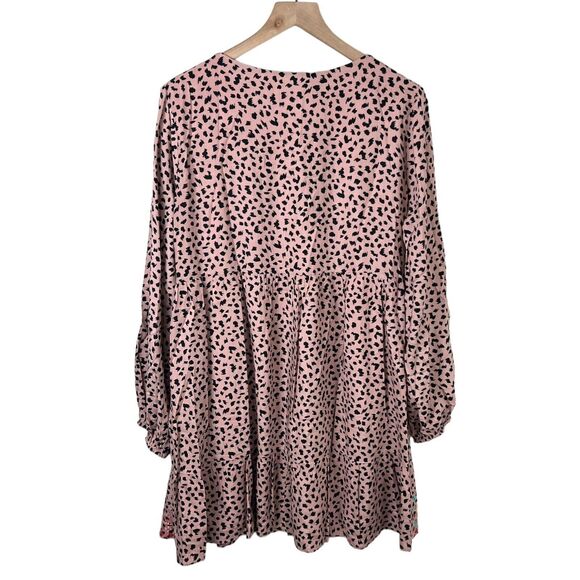 Savannah Jane Womens Embroidered Animal Print Long Puff Sleeve Babydoll Dress L - Picture 3 of 6